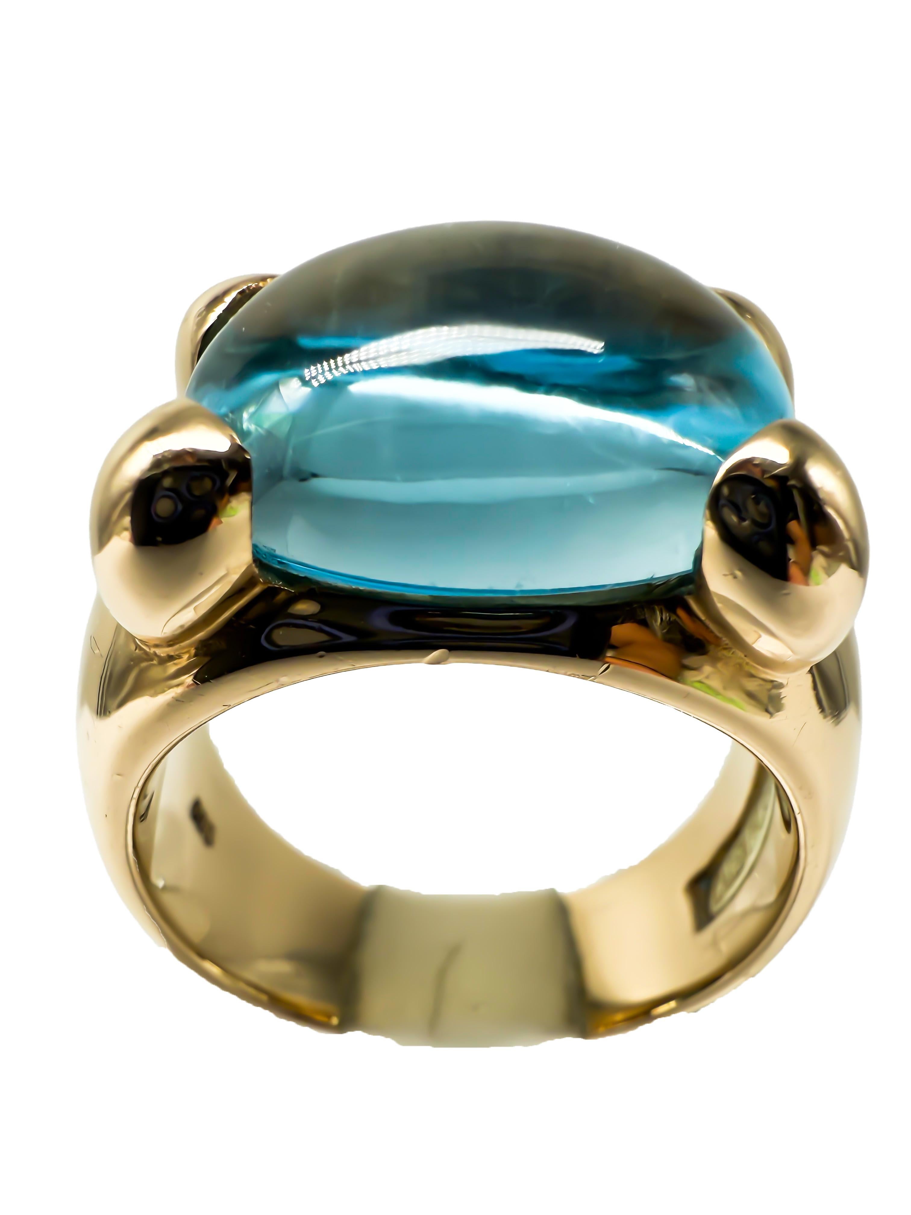 585 yellow gold ring with a 9.4 ct aquamarine For Sale 1