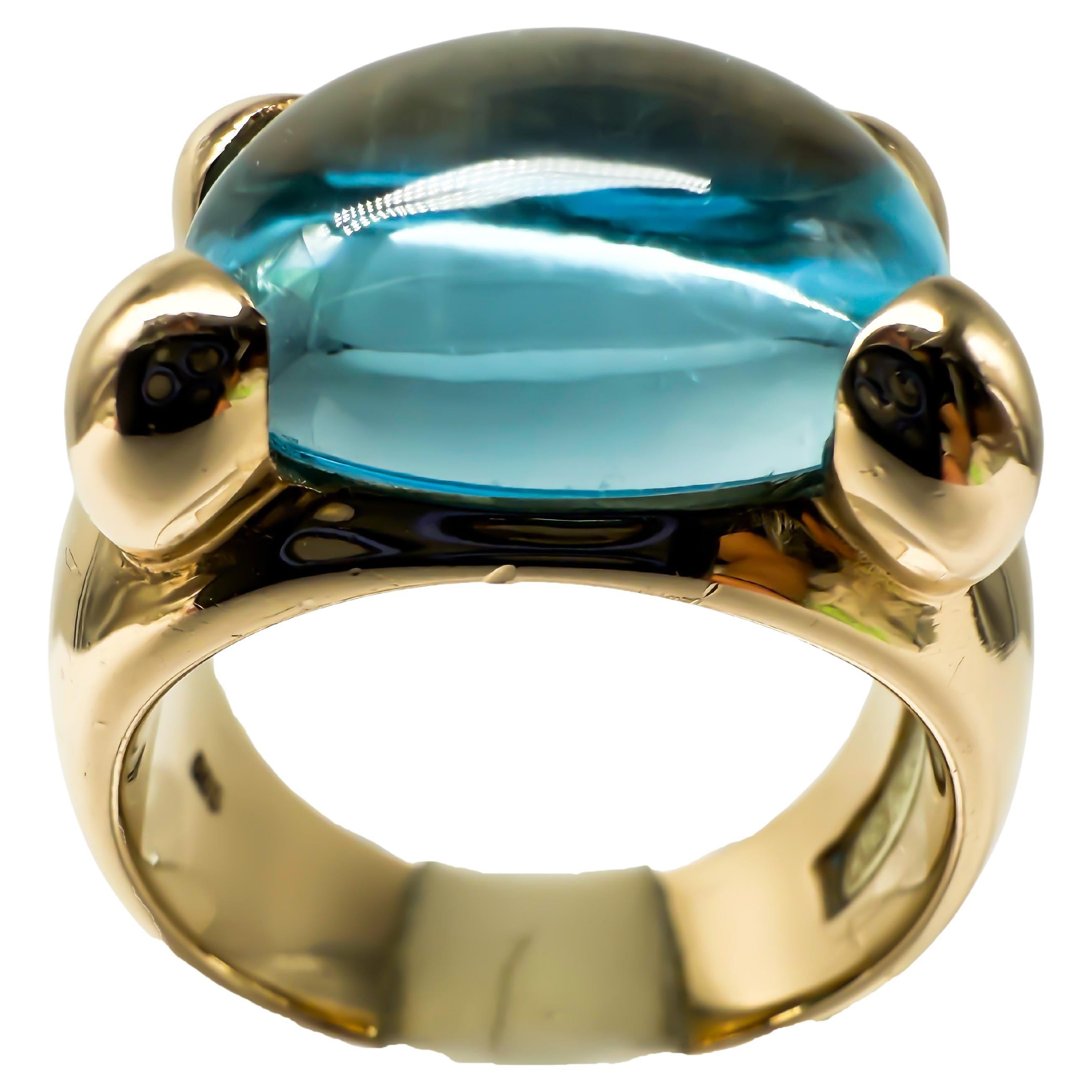 585 yellow gold ring with a 9.4 ct aquamarine For Sale