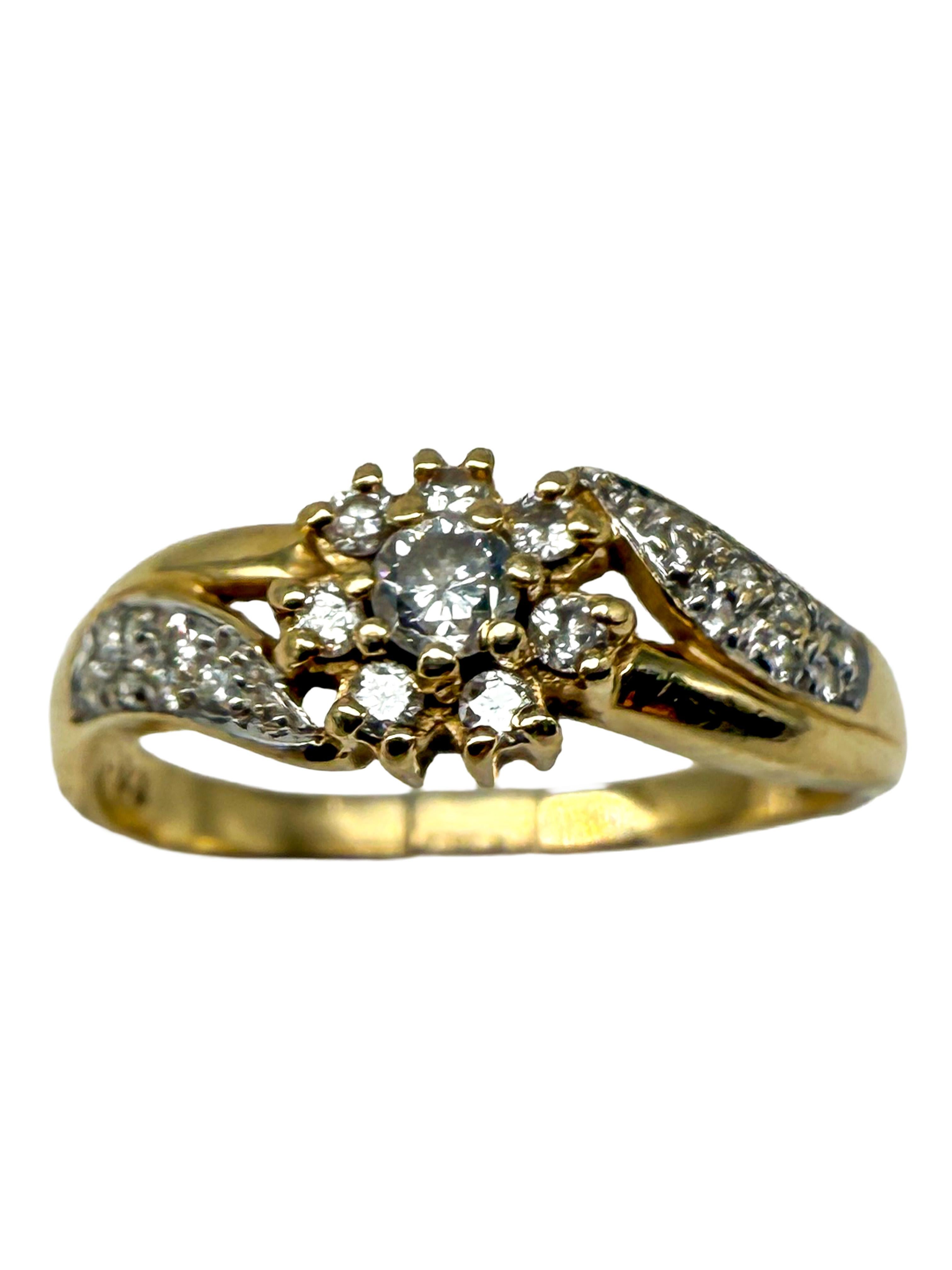 585 Bague en or jaune avec diamants en vente 1