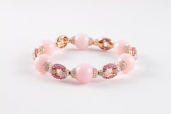58,52 Karat Rosa Opal 2,14 Karat Rosa Saphir 3,55 Karat Diamantarmband