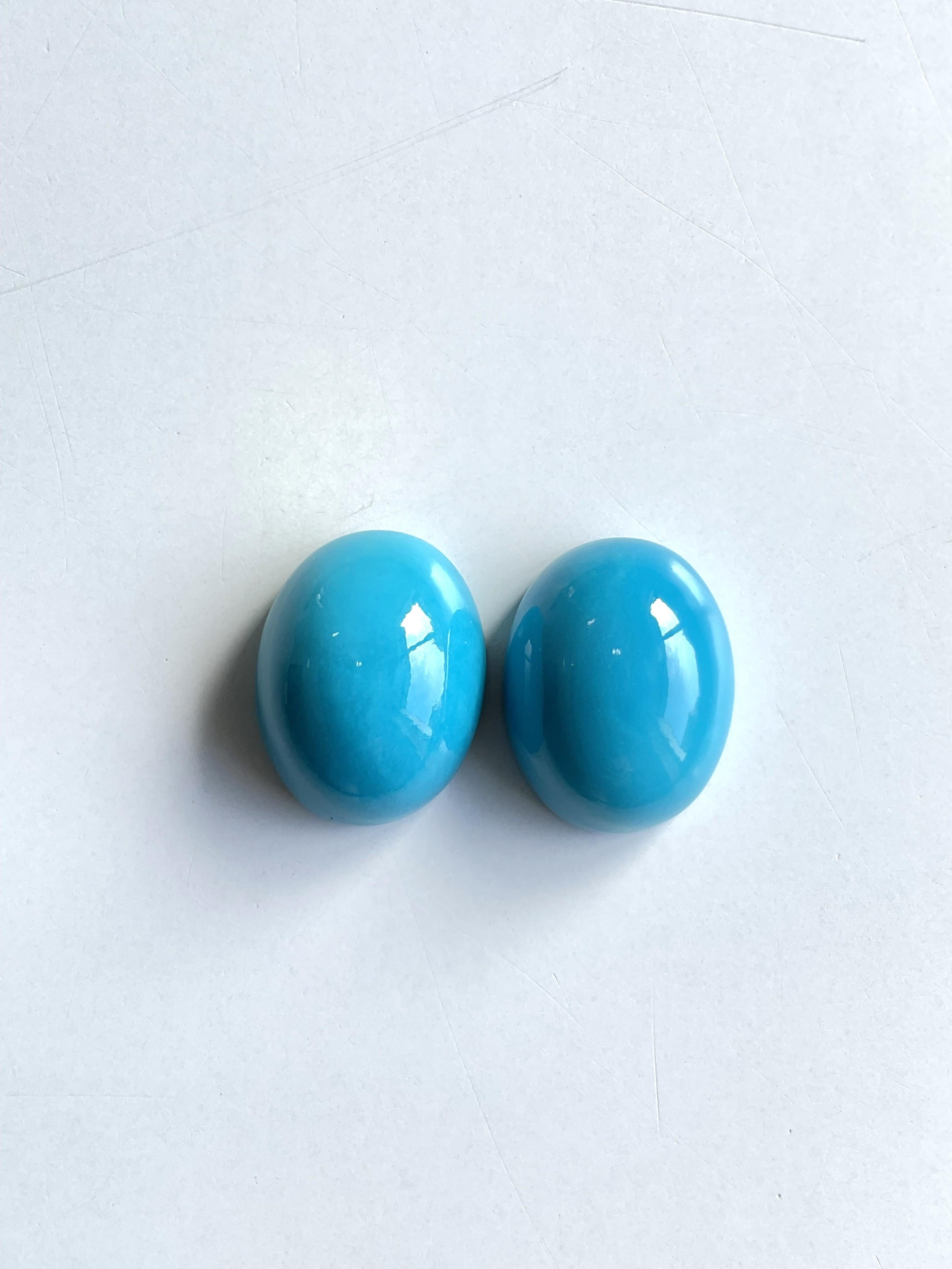 58,55 Carati Turchese Arizona Cabochons 2 Pezzi Coppia Per Gioielli Gemma Naturale In condizioni Nuovo in vendita a Jaipur, RJ