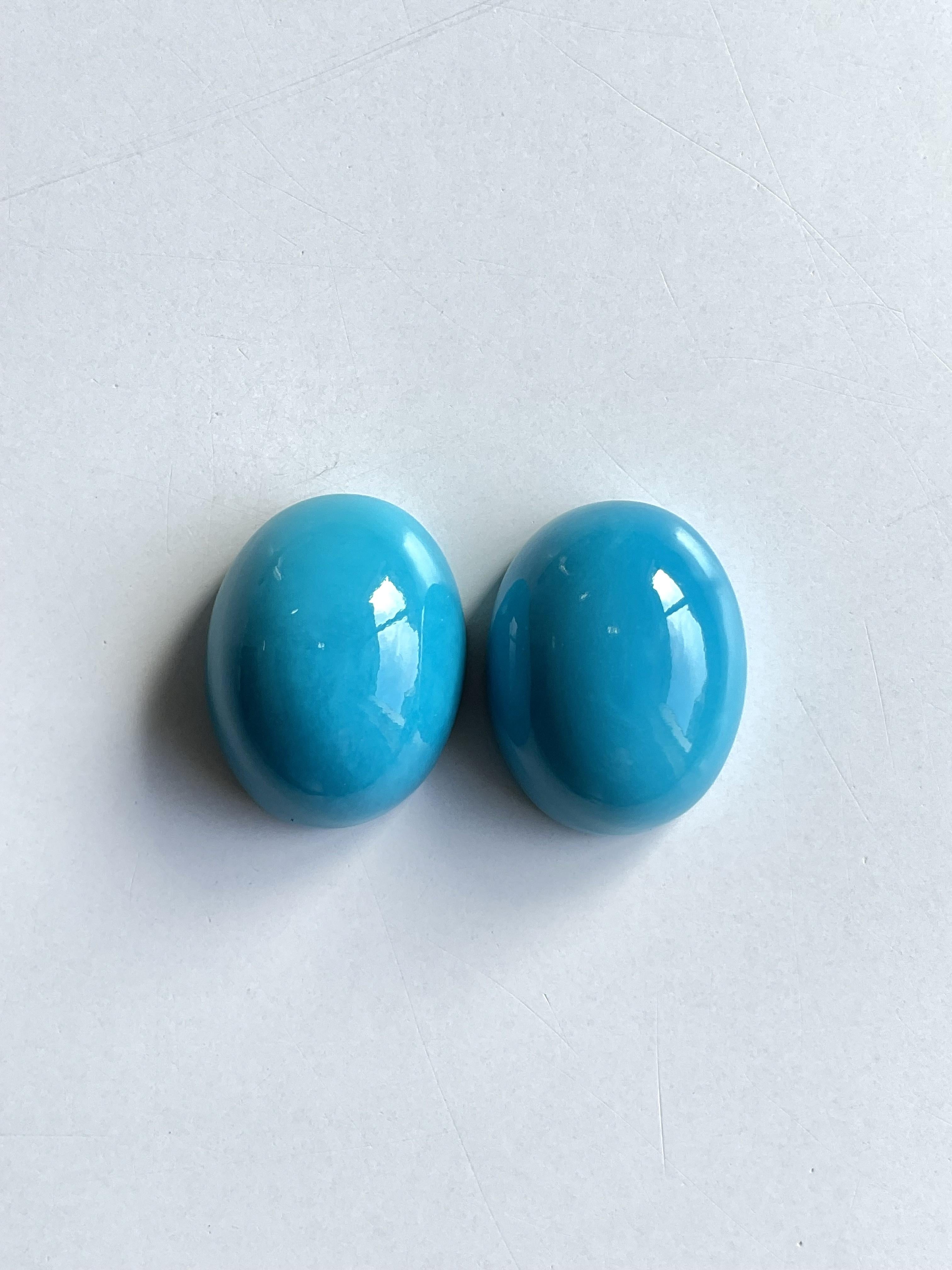 da uomo o donna 58,55 Carati Turchese Arizona Cabochons 2 Pezzi Coppia Per Gioielli Gemma Naturale in vendita
