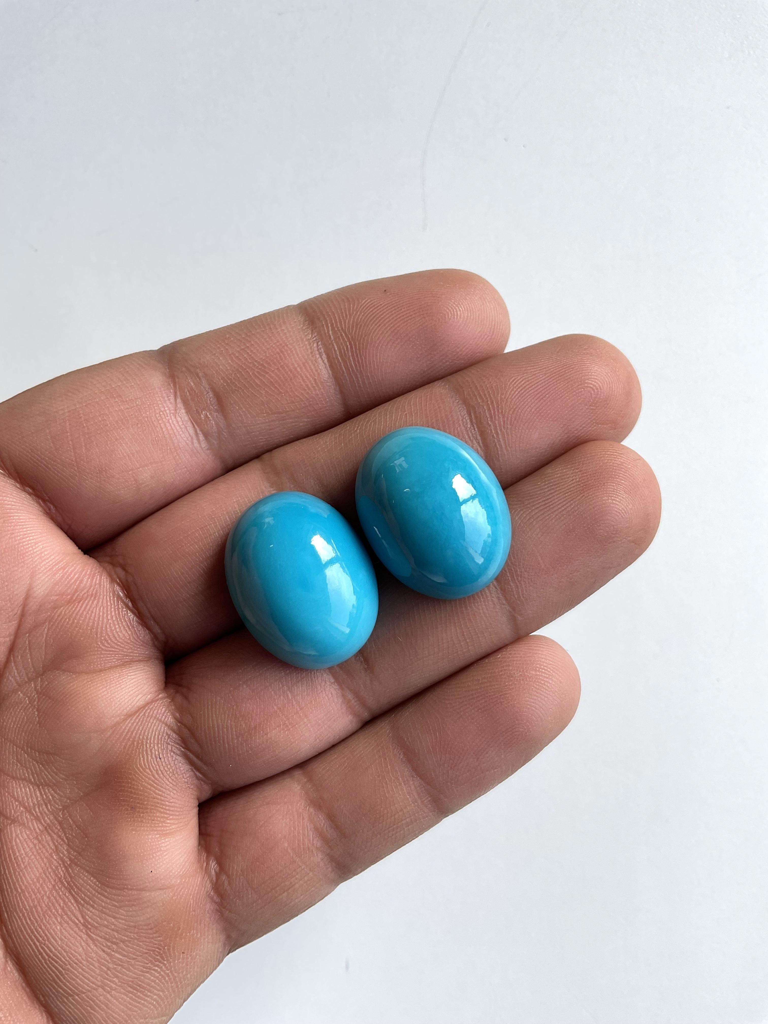 58,55 Carati Turchese Arizona Cabochons 2 Pezzi Coppia Per Gioielli Gemma Naturale in vendita 2