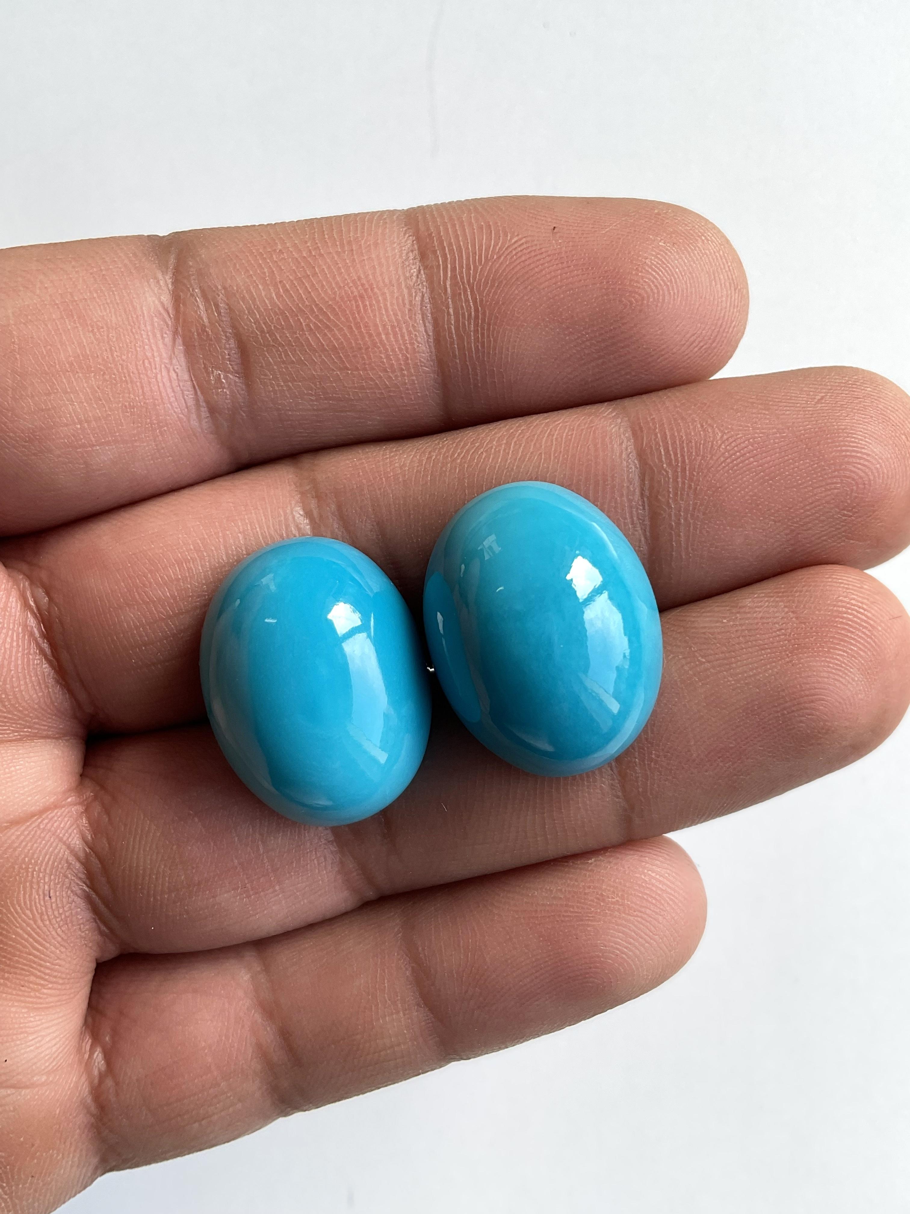 58,55 Carati Turchese Arizona Cabochons 2 Pezzi Coppia Per Gioielli Gemma Naturale in vendita 3