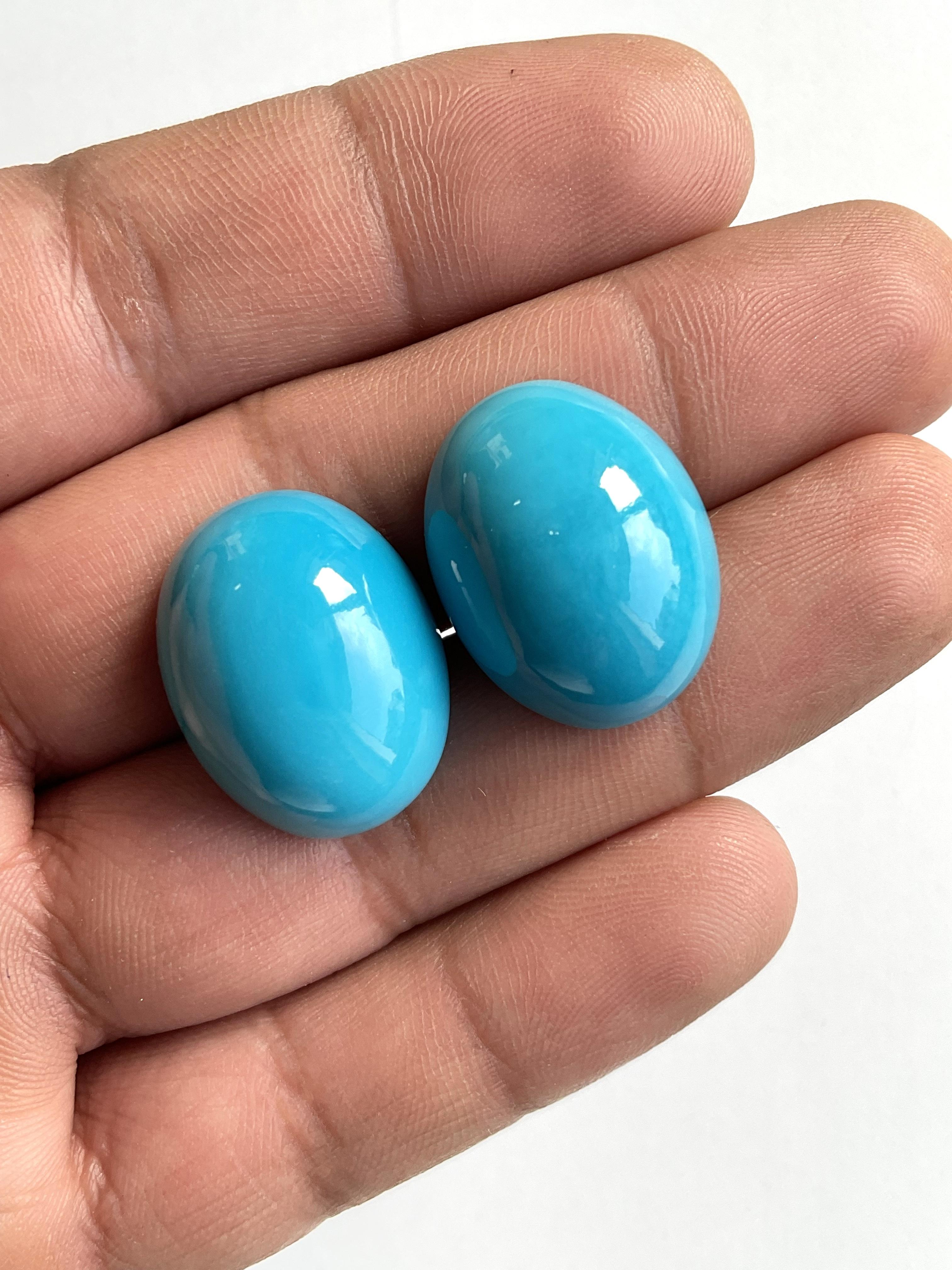 58,55 Carati Turchese Arizona Cabochons 2 Pezzi Coppia Per Gioielli Gemma Naturale in vendita 4