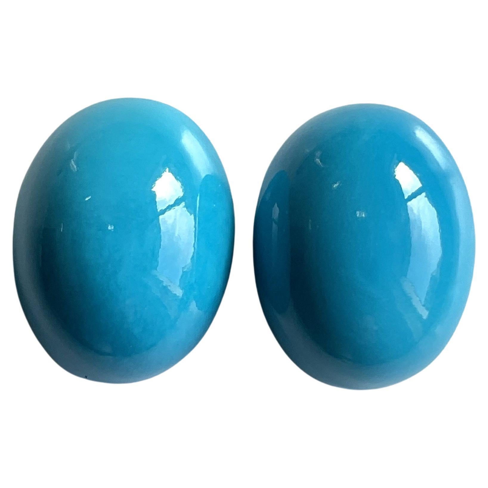 58.55 Carats Turquoise Arizona Cabochons 2 Pieces Paire Pour Bijoux Gemmes Naturelles