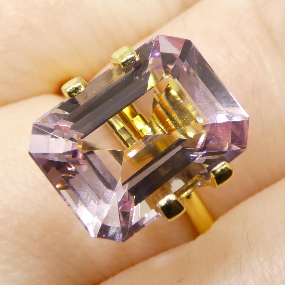 5.85ct Octagonal/Emerald Cut Orangy Pink Morganite In New Condition For Sale In Toronto, Ontario