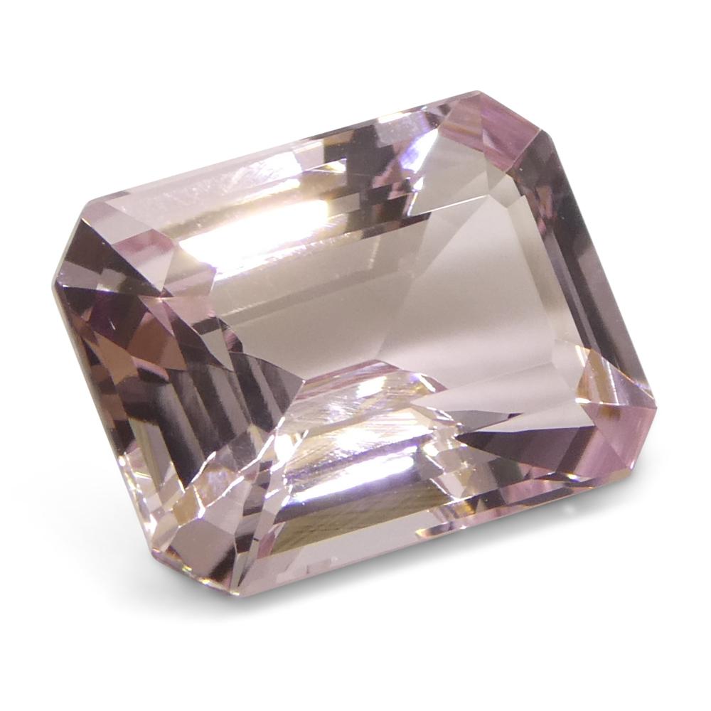 5.85ct Octagonal/Emerald Cut Orangy Pink Morganite For Sale 3