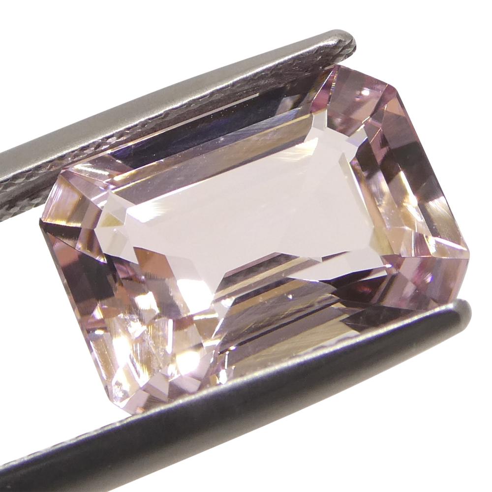 Women's or Men's 5.85ct Octagonal/Emerald Cut Orangy Pink Morganite For Sale