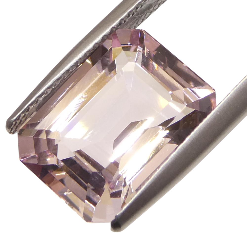 5.85ct Octagonal/Emerald Cut Orangy Pink Morganite For Sale 7