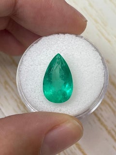 5.86 Carat 15.5x9.5 Spring Green Colombian Emerald - Pear-Cut May Birthstone Gem