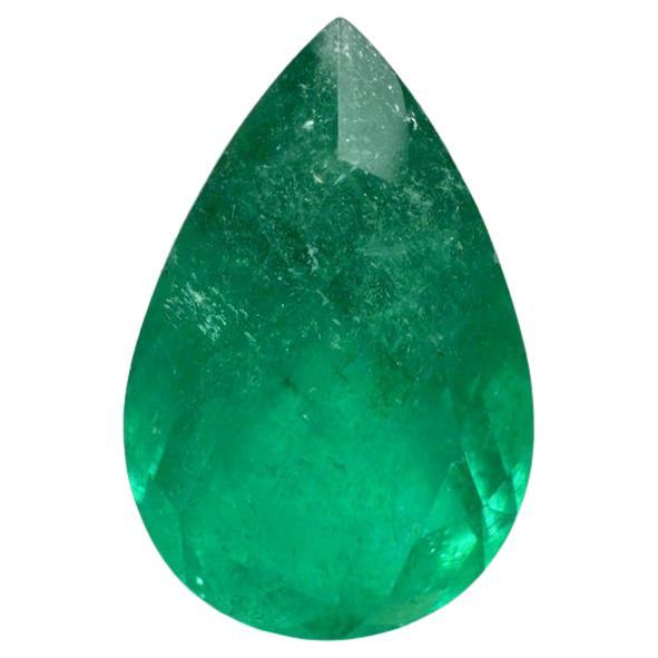5.86 Carat 15x10 Rich Green Colombian Emerald - Pear-Cut May Birthstone