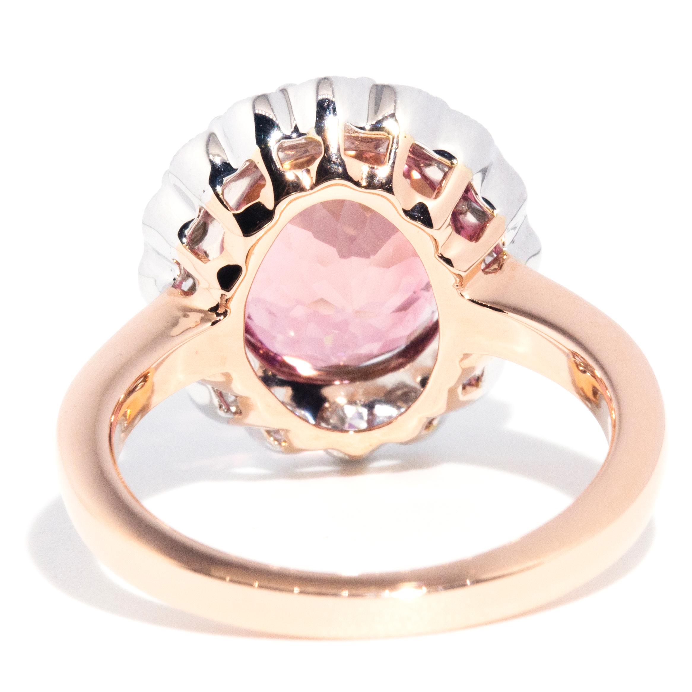 5.86 Carat Flawless Pink Tourmaline and Diamond Contemporary 18 Carat Gold Ring 6