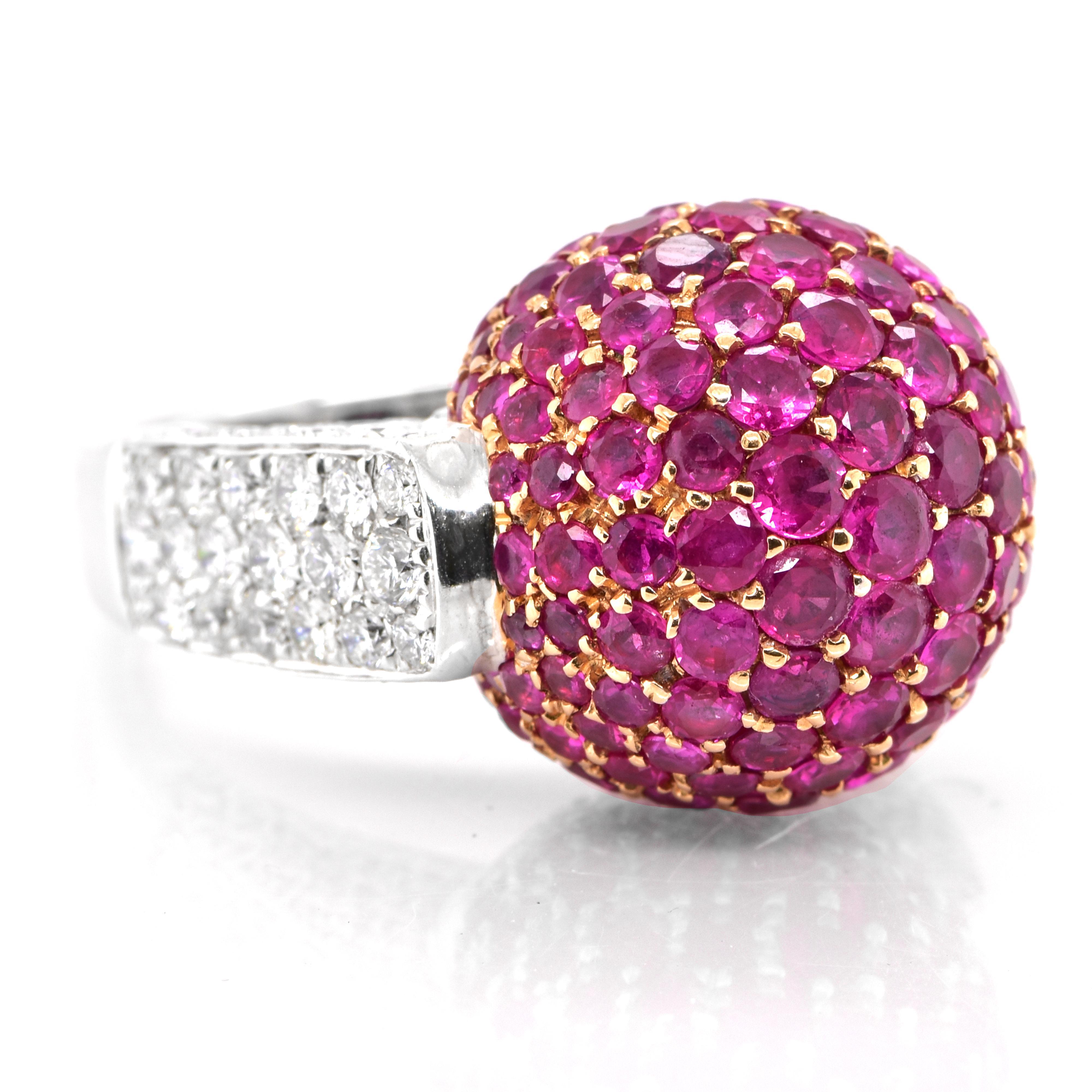 Modern 5.86 Carat Ruby and Diamond Cocktail Ring Made in 18 Karat Gold For Sale