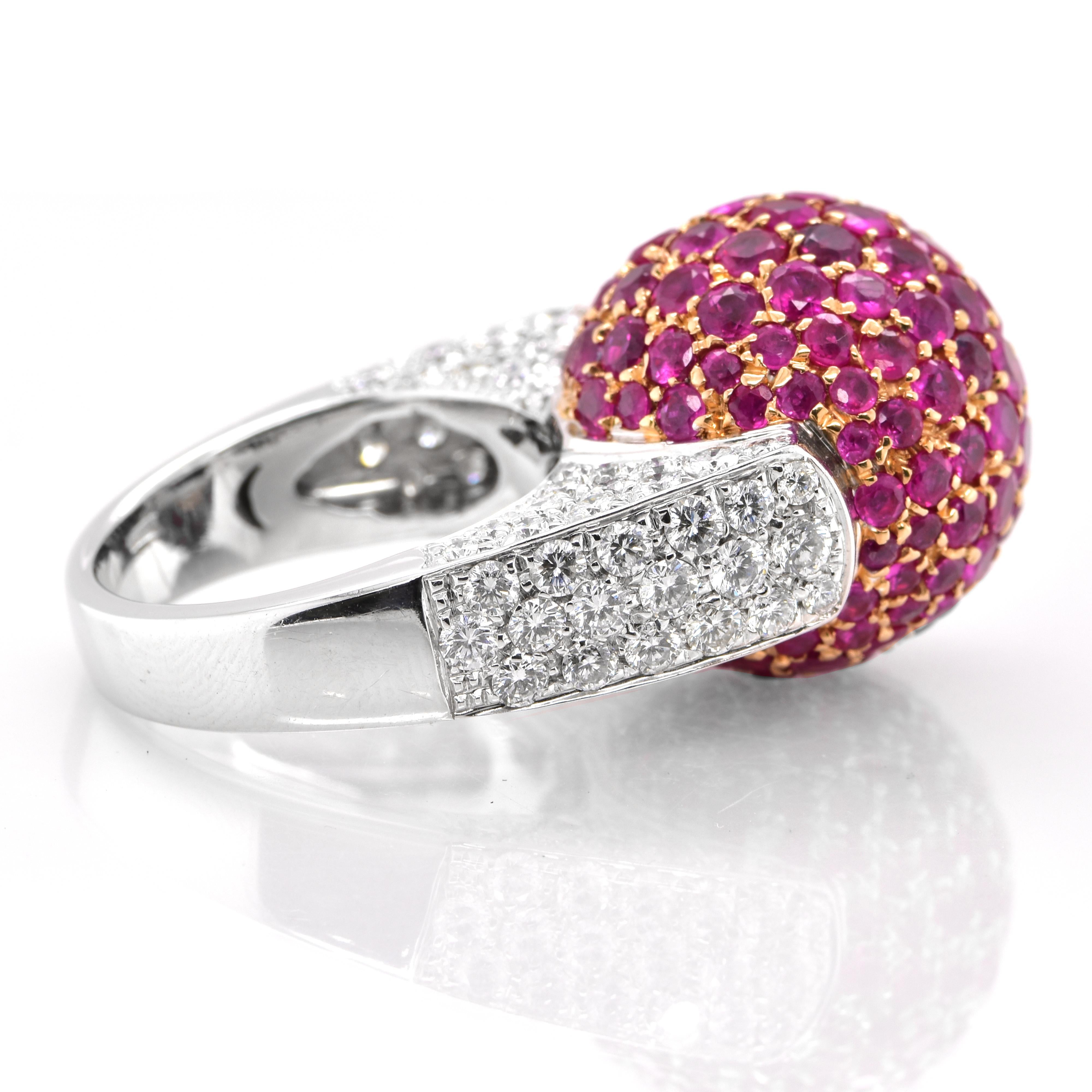 Bague cocktail en or 18 carats avec rubis et diamants de 5,86 carats Neuf - En vente à Tokyo, JP