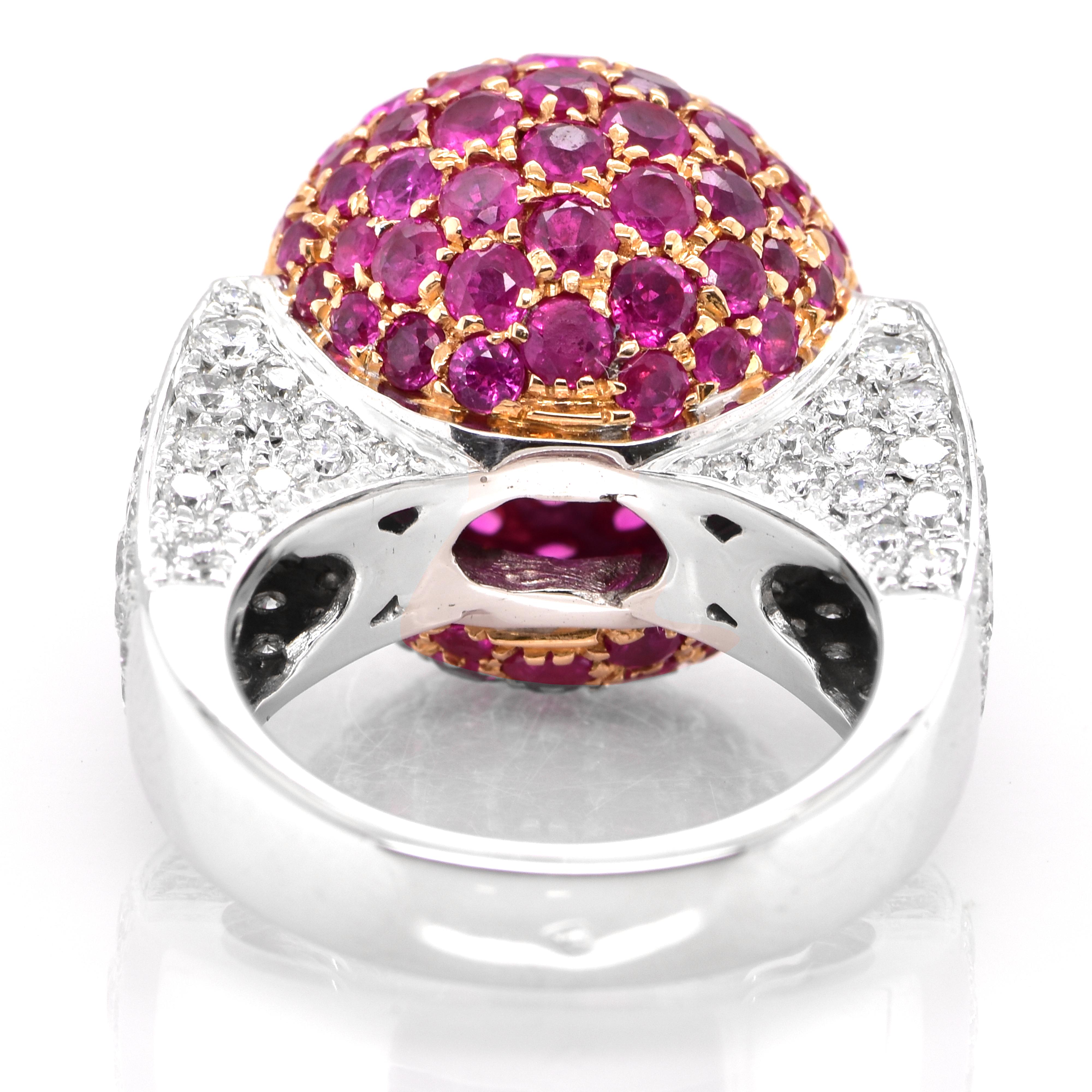Women's 5.86 Carat Ruby and Diamond Cocktail Ring Made in 18 Karat Gold For Sale