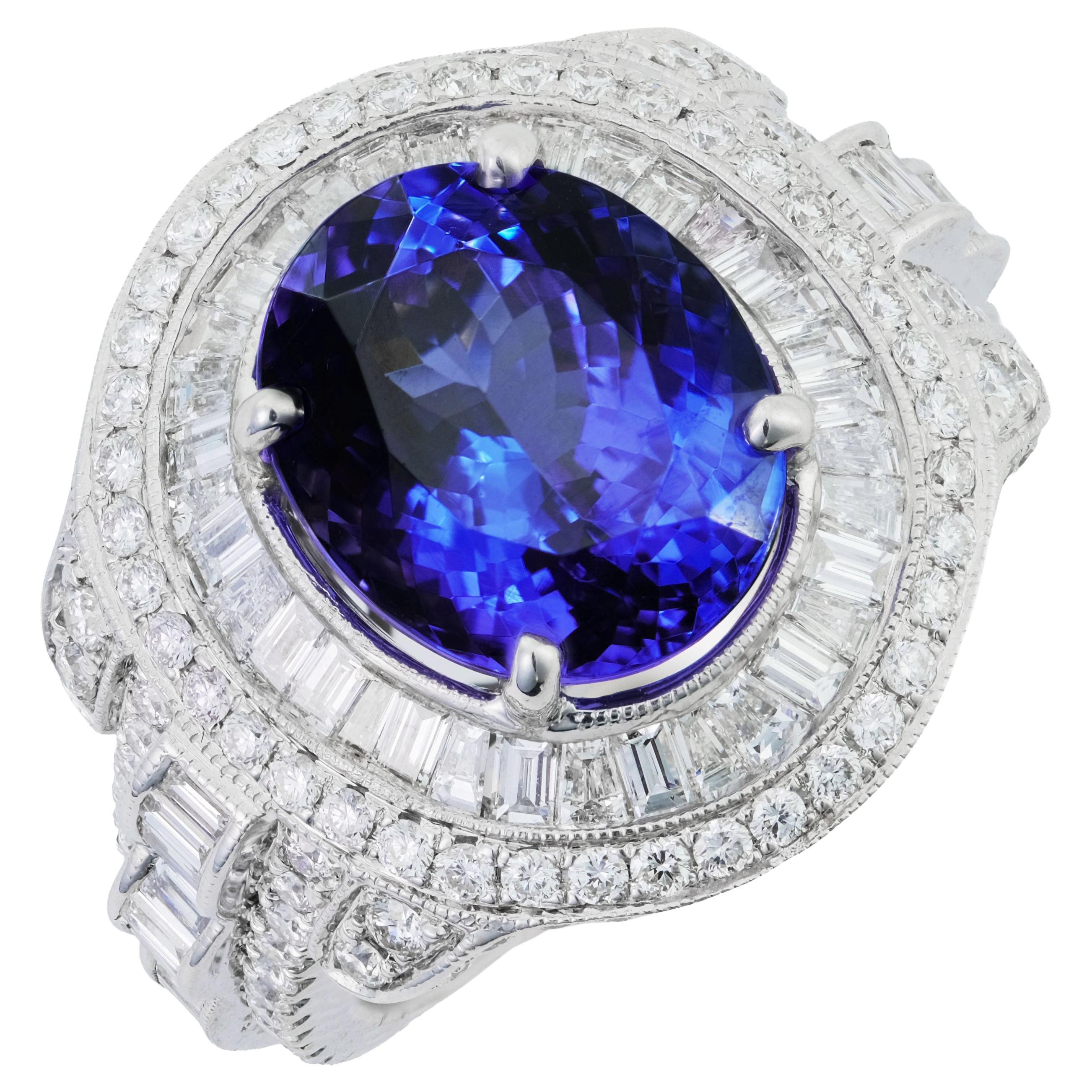 5.86 cts Natural Tanzanite 
2.27 cts Diamonds 18K White Gold Ring