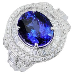 5.86 cts Natural Tanzanite 
2.27 cts Diamonds 18K White Gold Ring