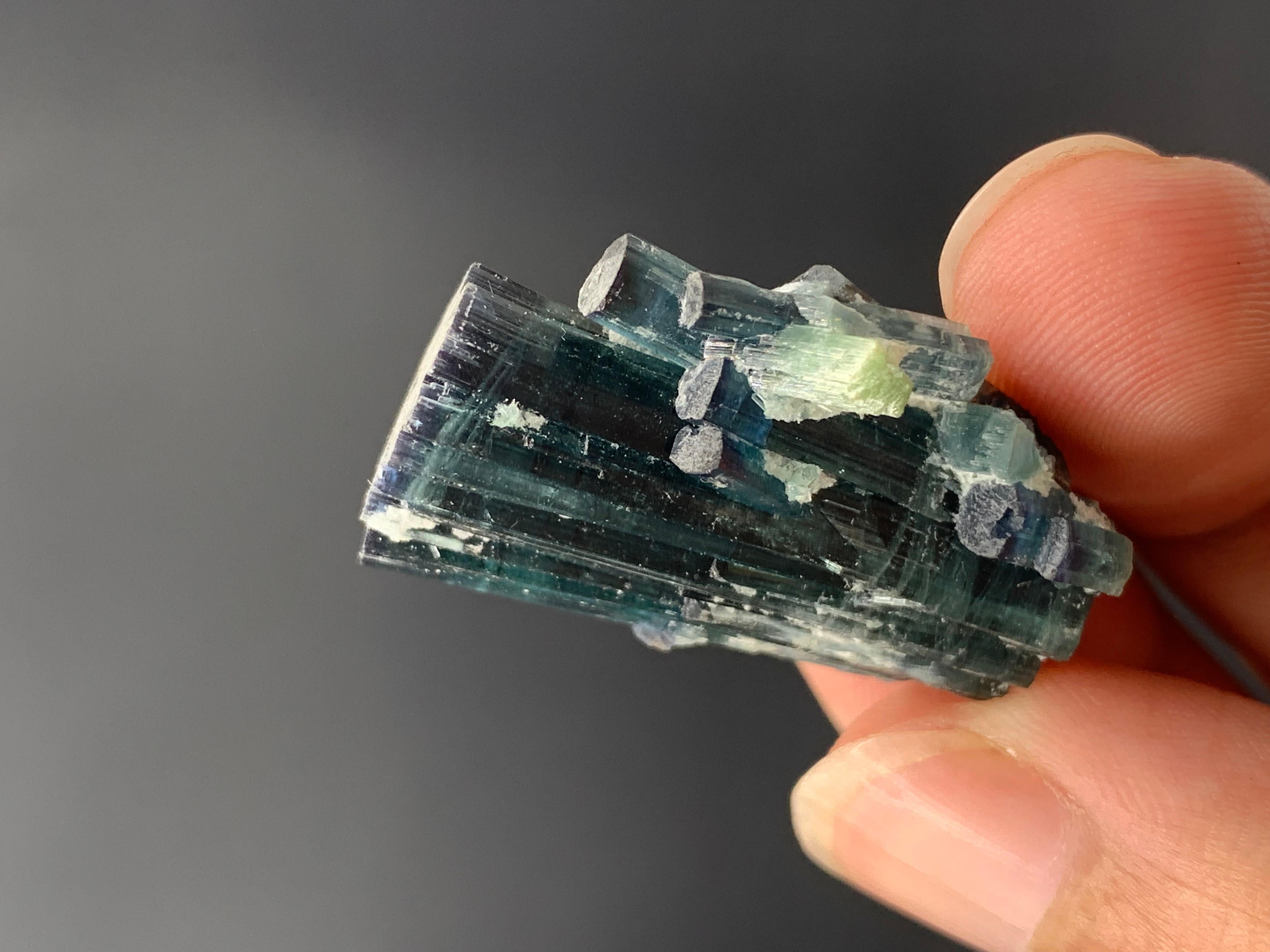 Rock Crystal 58.60 Carat Gorgeous Indicolite Blue Color Tourmaline Cluster From Afghanistan  For Sale