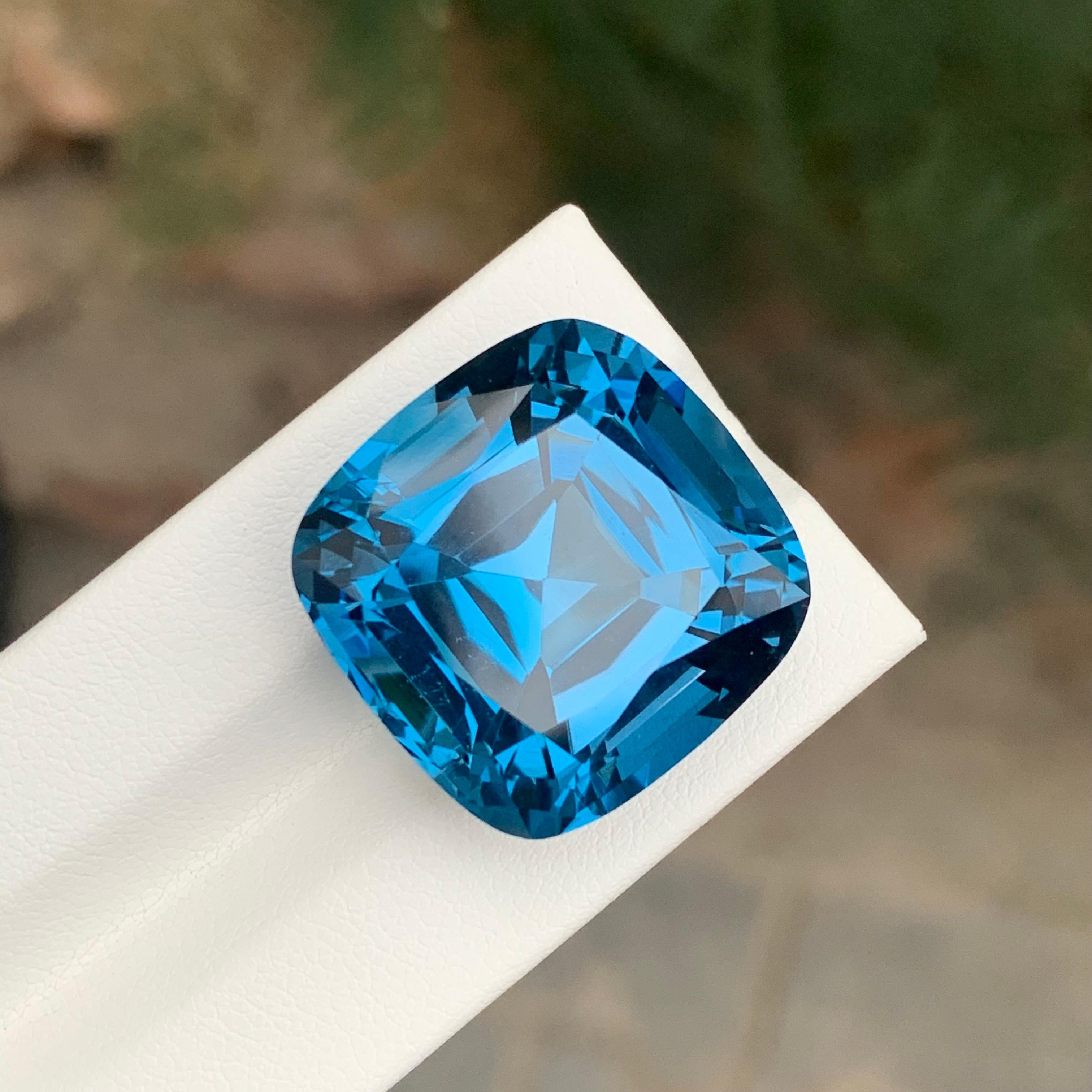 58.65 Carat Brilliant Loose London Blue Topaz Square Cushion Shape Gemstone For Sale 7