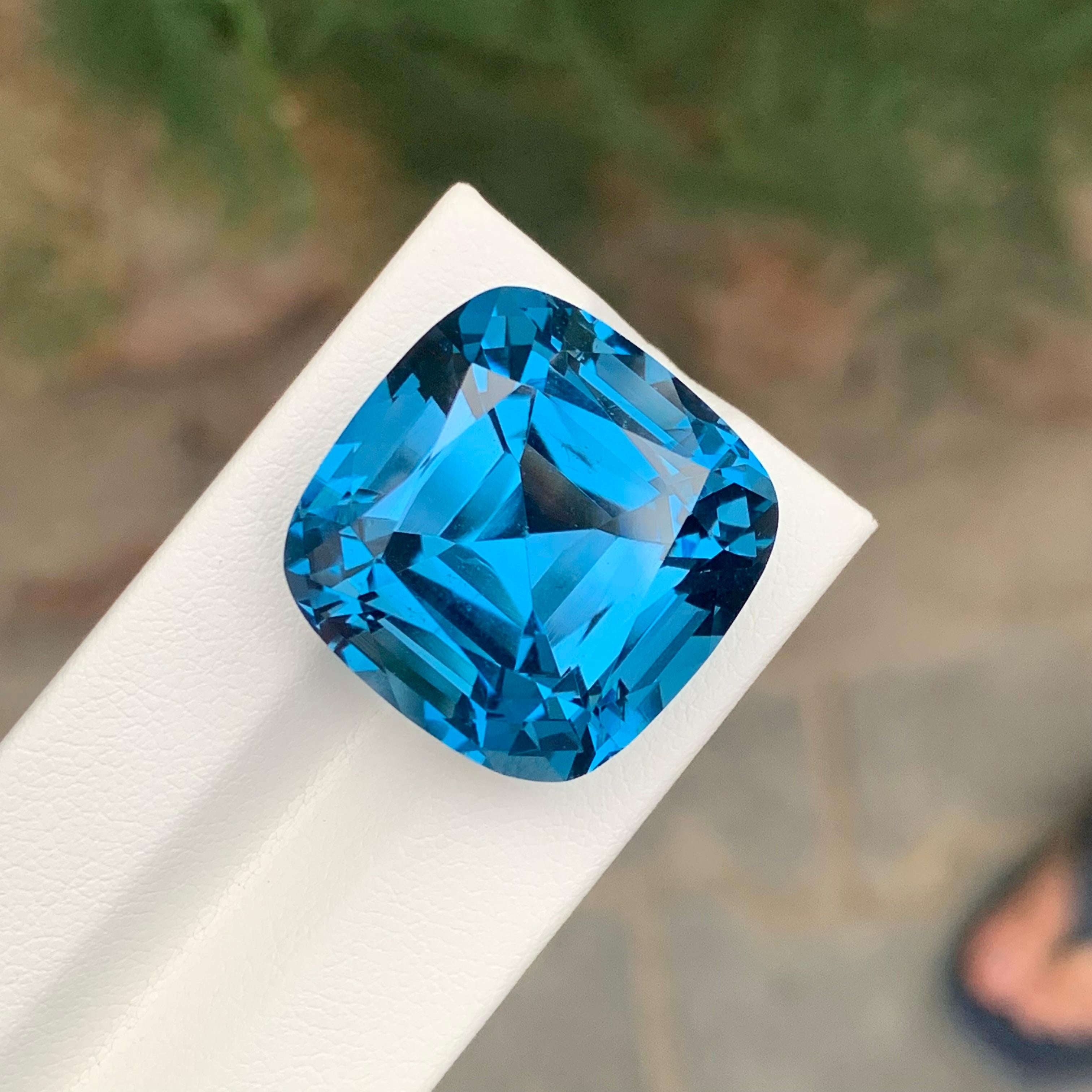 Arts and Crafts 58.65 Carat Brilliant Loose London Blue Topaz Square Cushion Shape Gemstone For Sale