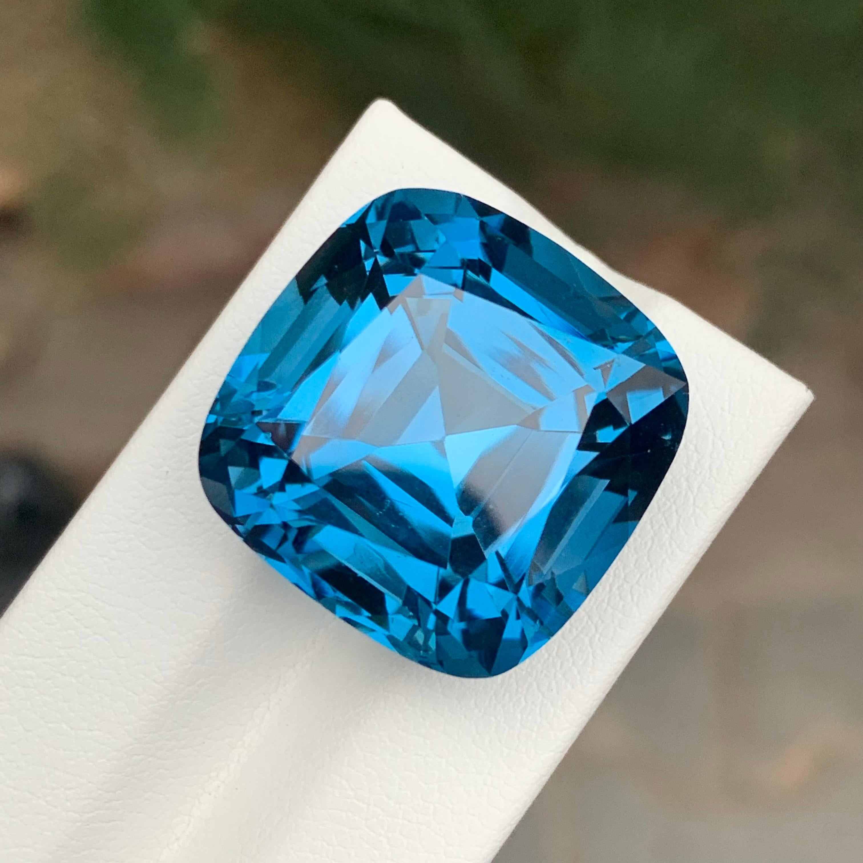 58.65 Carat Brilliant Loose London Blue Topaz Square Cushion Shape Gemstone For Sale 1