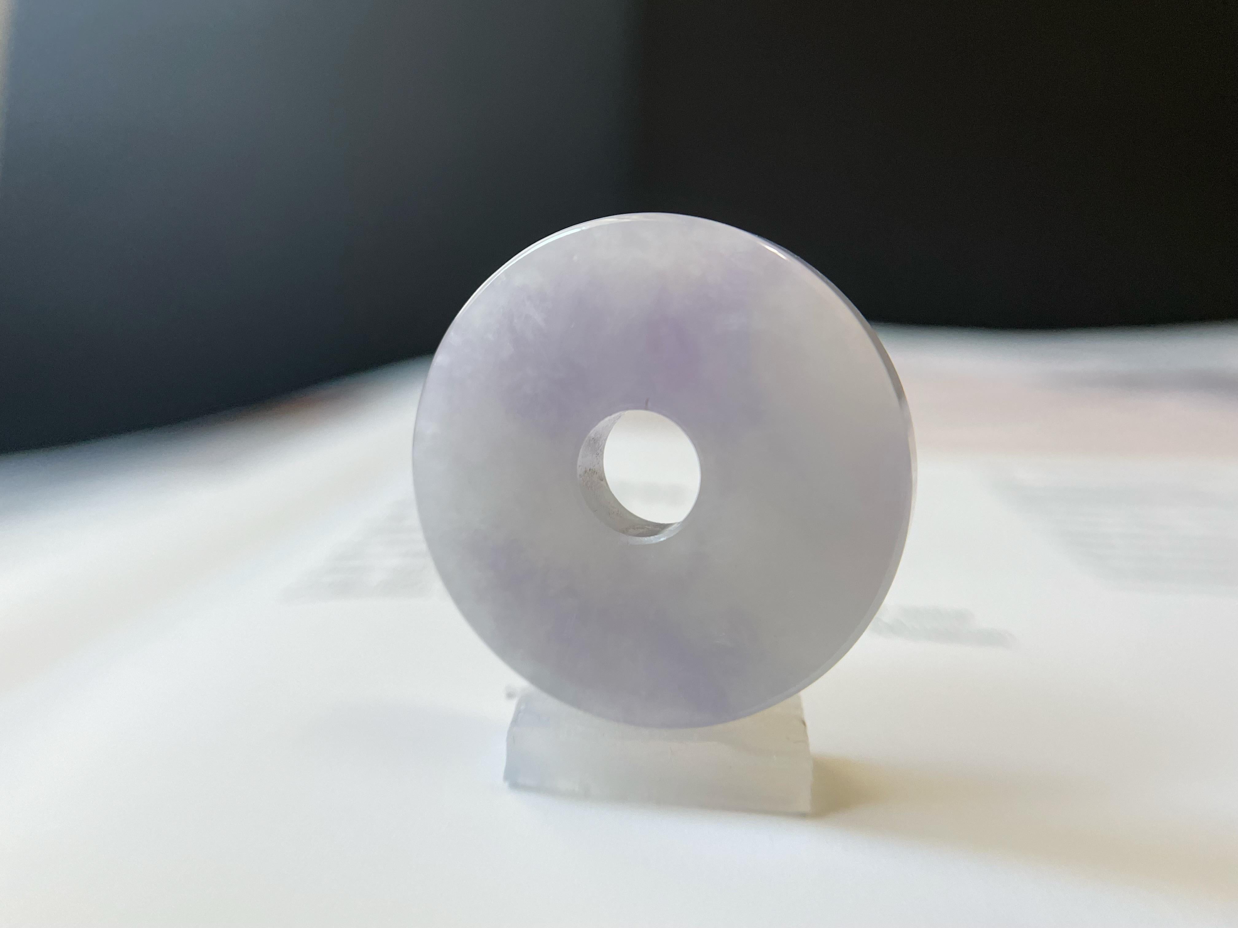 Modern 58.66 Ct - Natural Myanmar Lavender Icy Type Jadeite Donut Round Loose Jade For Sale