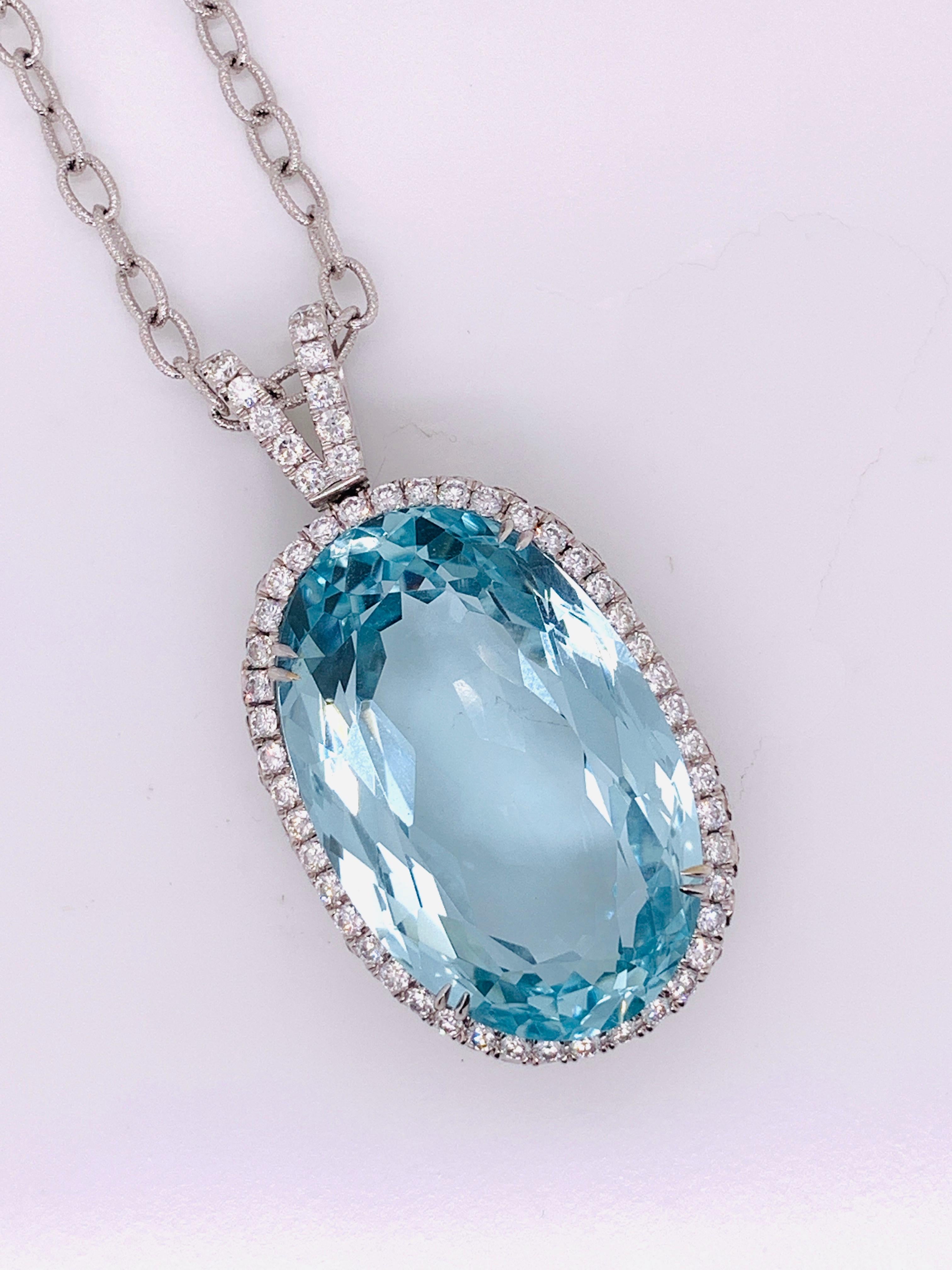 58.67 Carat Aquamarine Diamond Pendant In New Condition For Sale In New York, NY