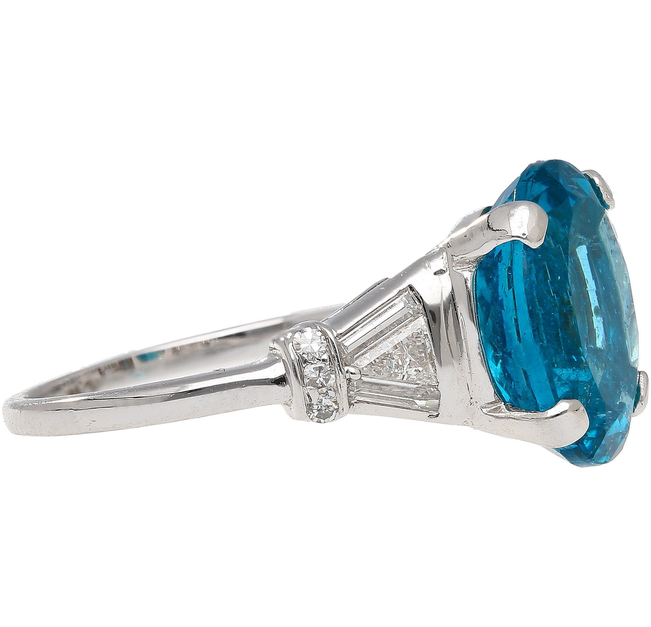 Bague cocktail en platine avec apatite de 5,87 carats et diamants Unisexe en vente