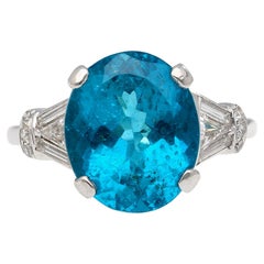 5.87 Carat Apatite and Diamond Platinum Cocktail Ring