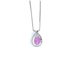 5.87 Carat Kunzite and Diamond Pendant Necklace Set in Platinum