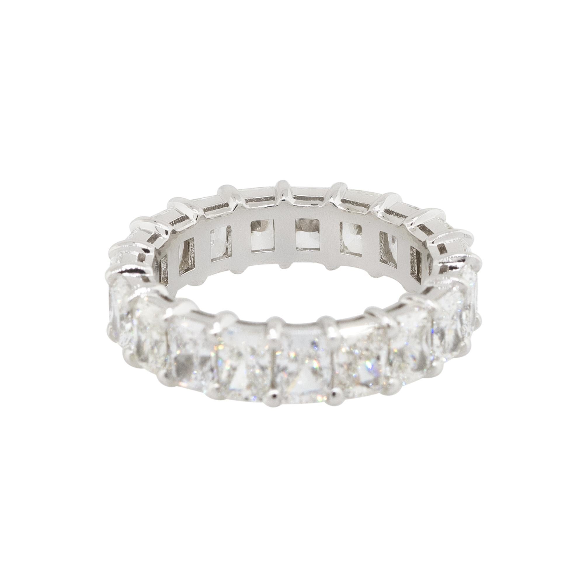 5.87 Carat Radiant Cut Eternity Wedding Band Platinum in Stock In New Condition For Sale In Boca Raton, FL