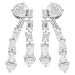 5.87 Carat SI/H Heart Emerald Cut Diamond Earrings 14 Karat White Gold Jewelry