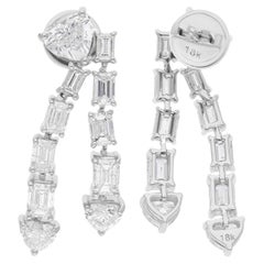 Pendientes de diamantes talla esmeralda corazón SI/H de 5,87 quilates Joyas de oro blanco de 18 quilates