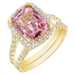 5.87 Carat Tourmaline Diamond 18 Karat Yellow Gold Cocktail Ring