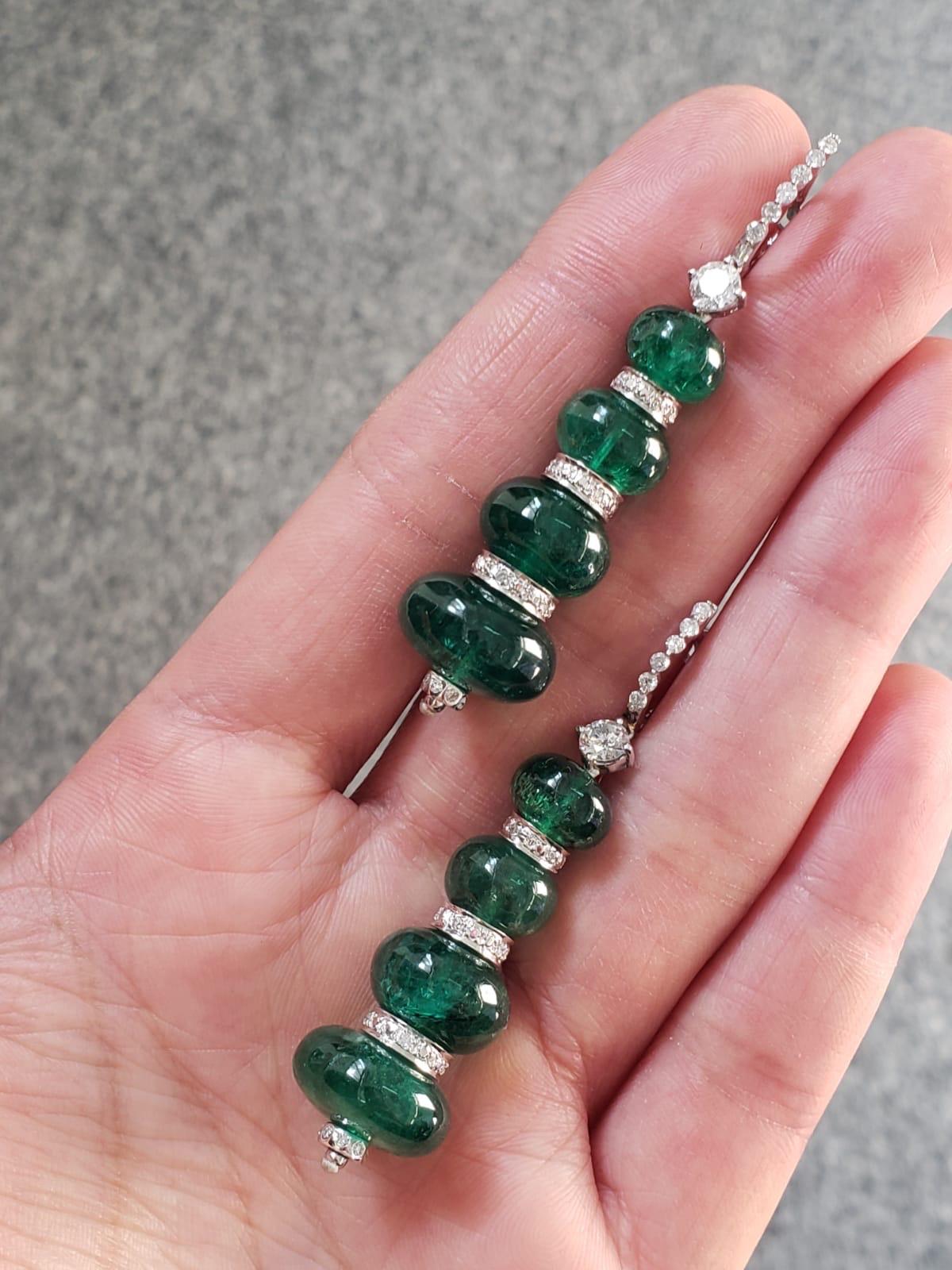 emerald beads earrings