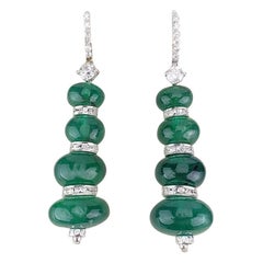 Certified 58.72 Carat Emerald Beads Dangle Earrings