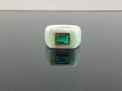 58.77 Carat Jade and Emerald Cocktail Signet Ring