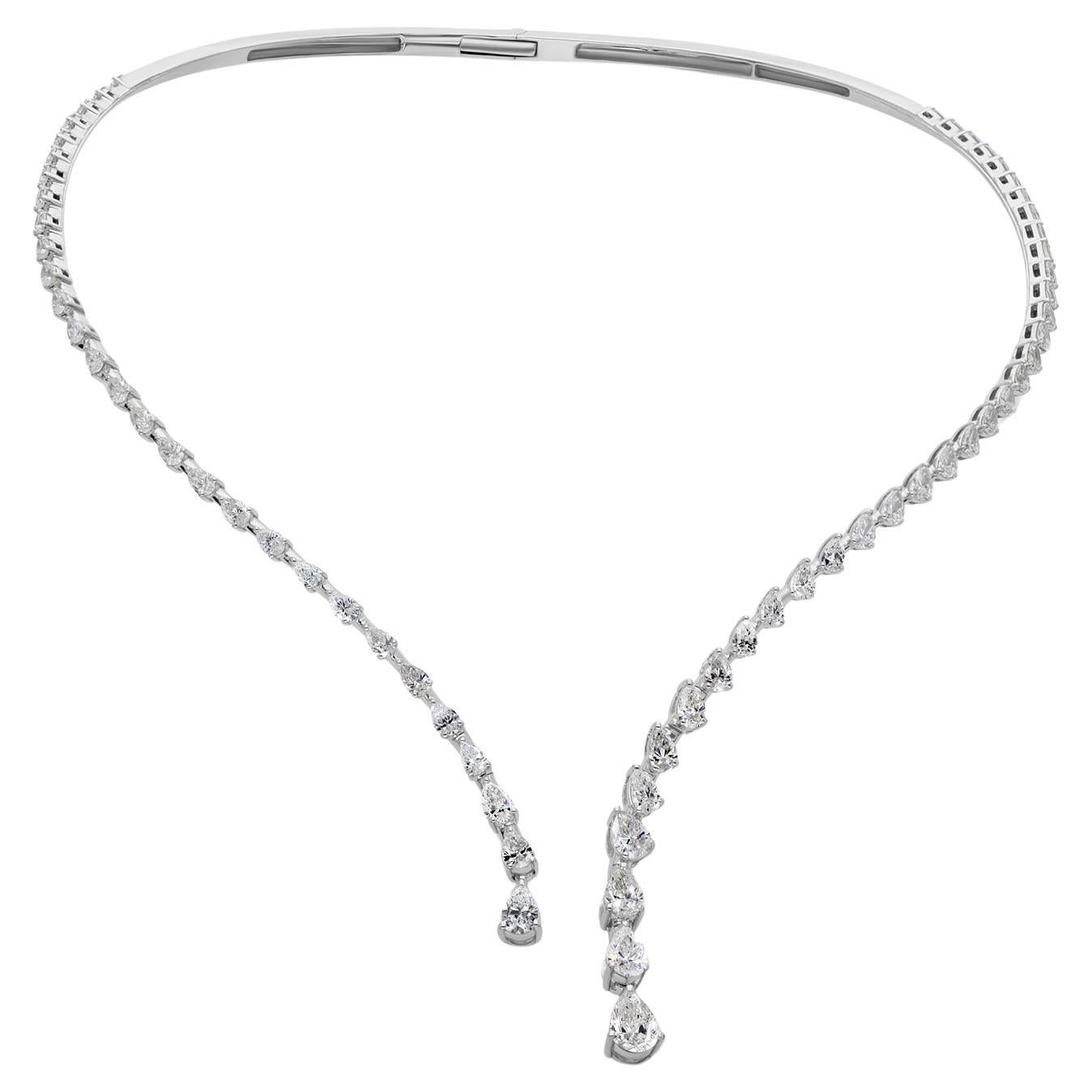 5.87ct Pear Diamond 14k White Gold Open Choker Necklace