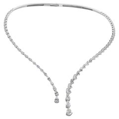 5.87ct Pear Diamond 14k White Gold Open Choker Necklace