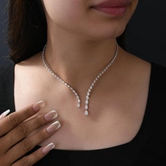 5.87ct Pear Diamond 18K White Gold Open Choker Necklace