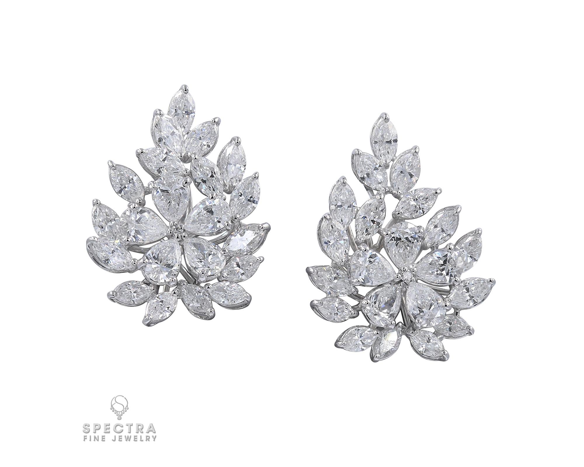 Spectra Fine Jewelry 5.88 Carat Fancy Shape Diamond Cluster Earrings In New Condition In New York, NY