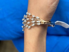 5.88 Carat Marquise and Pear Shape Diamond Cuff Bangle in 18K White Gold