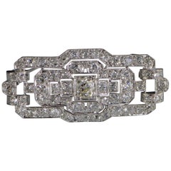 5.88 Carat Old European Diamond Art Deco Platinum Pin/Brooch