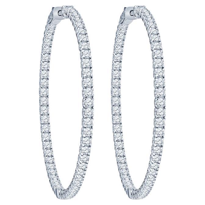 5.88 Carat Total Weight Round Diamond Endless Hoop Earrings For Sale