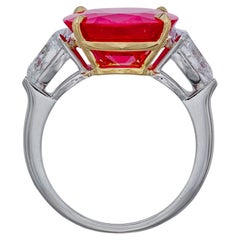 5.88 Carat Unheated Mozambique Ruby and Diamond Ring – C. Dunaigre Certified