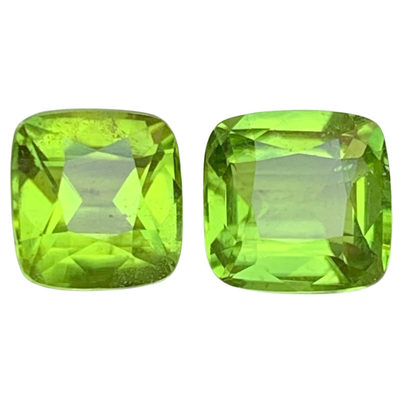 5.88 Carat Vivid Green Natural Peridot Cushion Cut Loose Gemstones for Jewelry