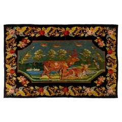5.88.7 Ft Decorative Bessarabian Wool Kilim Rug. Handmade Moldovan Wall Hanging