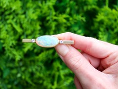 5.89 Carat Cabochon Cut Opal and Diamond Yellow Gold Bar Brooch