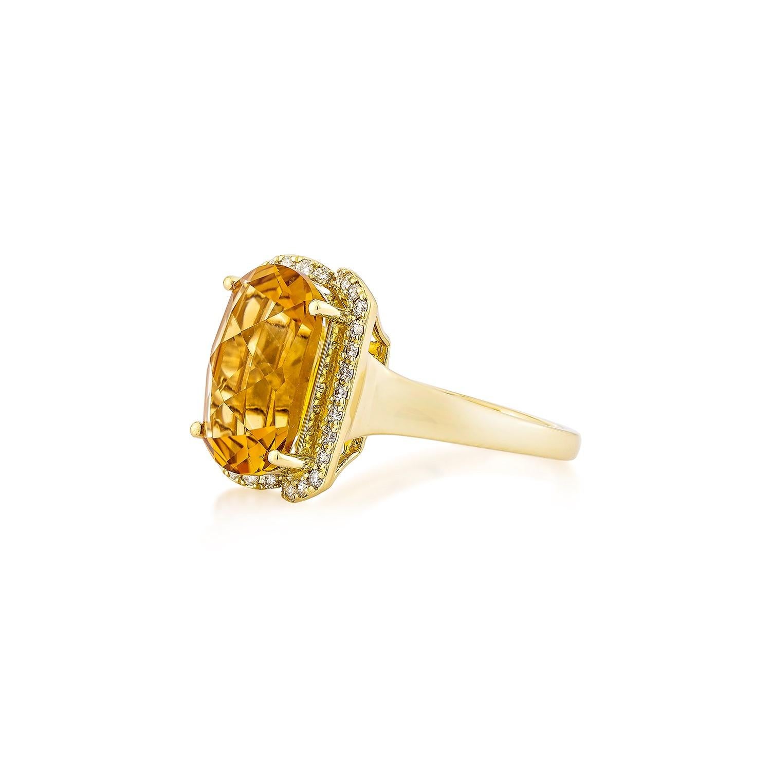 Oval Cut Sunita Nahata Citrine 5.89ct. Fancy Ring in 18KYG with White Diamond. For Sale